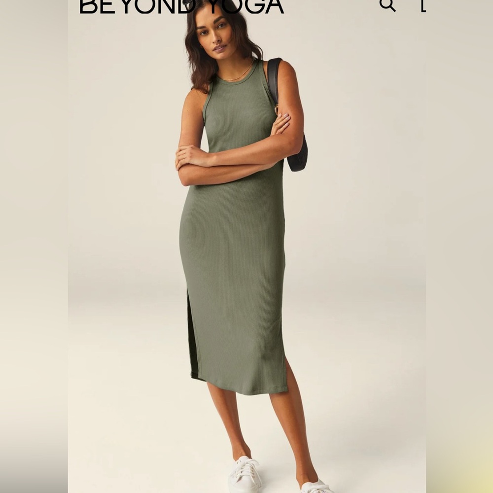 Beyond Yoga Sage Green Formation Midi Dress
